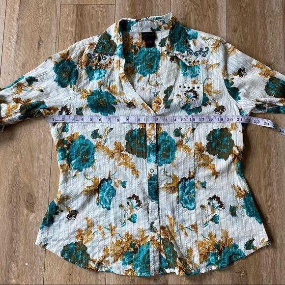 Torrid Floral Print Ribbed Button Down Plus Size 0X - Picture 3 of 11